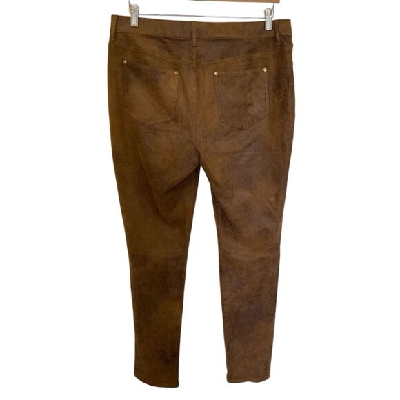 Chico's Women's Slim Pants Mid Rise Tan/Brown Soft Faux Suede Size 1 (fit 34x30) - Picture 2 of 11